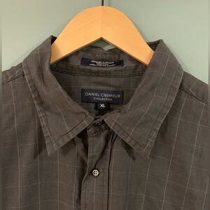 Daniel Cremieux Men's blue grey Windowpane 100% cotton Button-Up Shirt